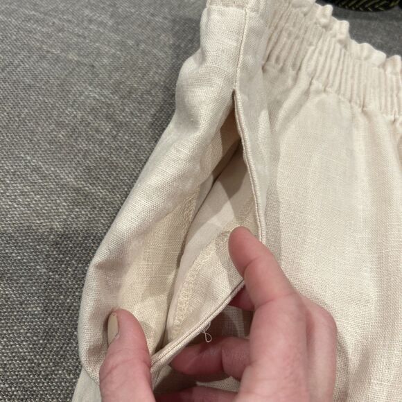 J Crew City Skirt Womens 10 Stretch Waist Pull On Pockets Beige Linen Cotton - Picture 7 of 8